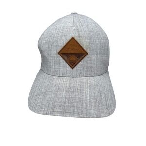 TravisMathew Flexfit Hat Mens L-XL Gray Heathered Golf Cap Leather Patch